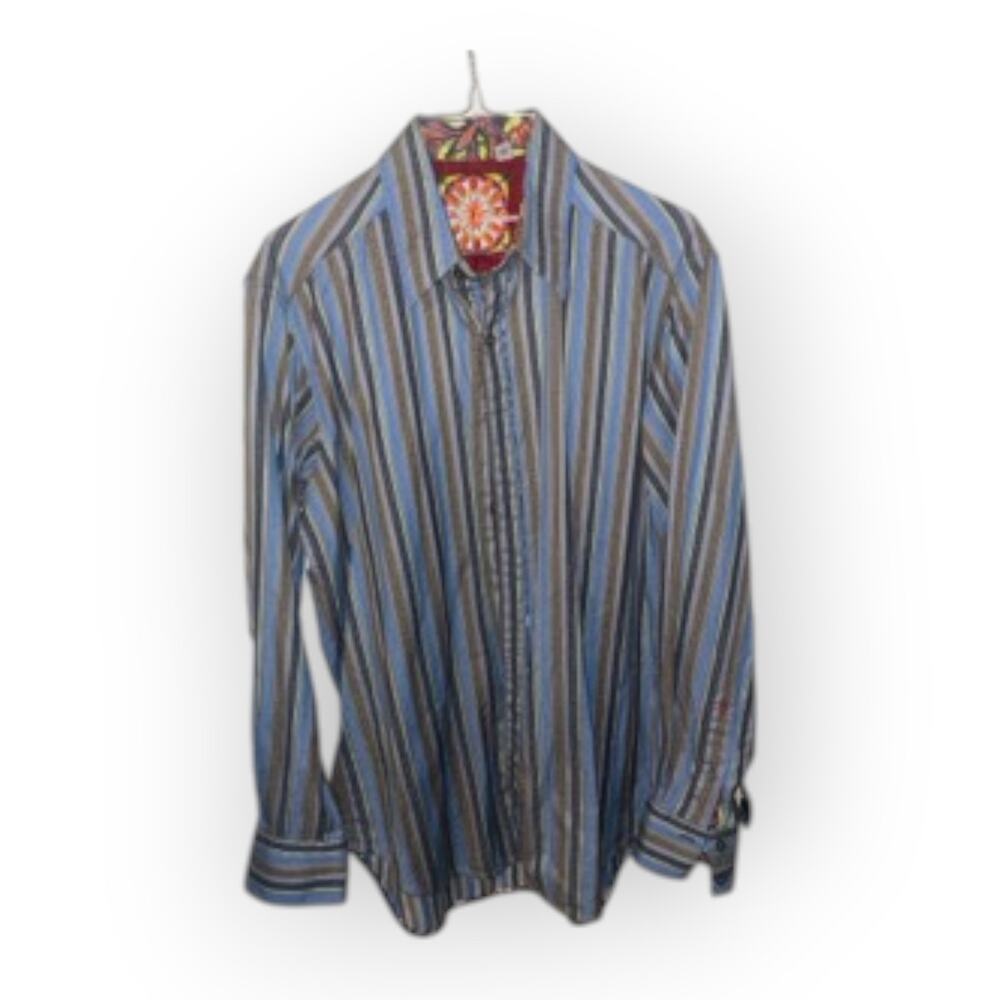 Robert Graham size S Men’s striped button down long sleeve shirt EUC